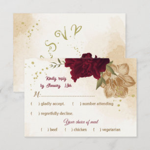Maroon-Beige RSVP Karte