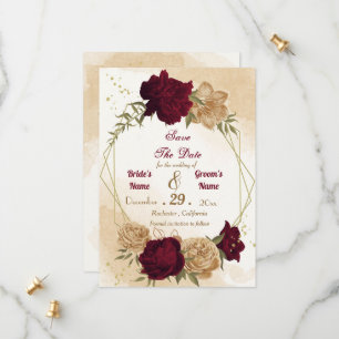 Maroon-Beige Save The Date