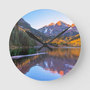 Maroon Bells Alpen Glow Runde Wanduhr