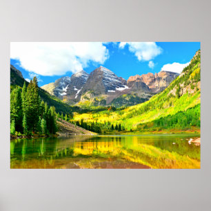 Maroon Bells, Aspen, Colorado Sommerlandschaft Poster