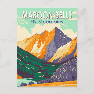 Maroon Bells - Elk Gebirge Vintage Kunst Postkarte