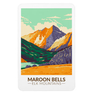 Maroon Bells Elk Mountains Colorado Vintag Magnet