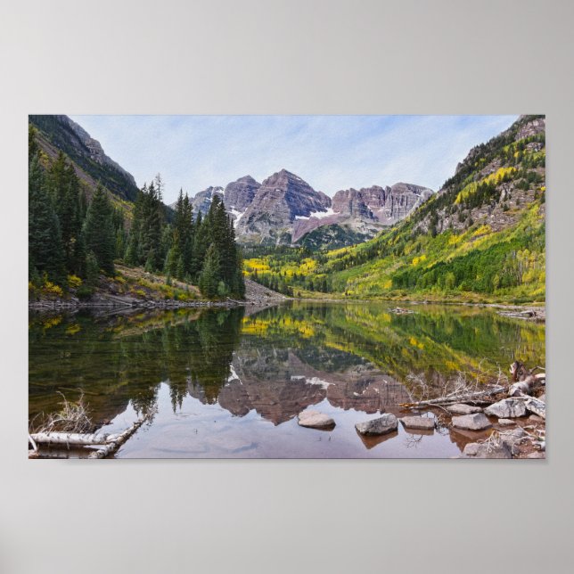 Maroon Bells im Herbst, Colorado Poster (Vorne)
