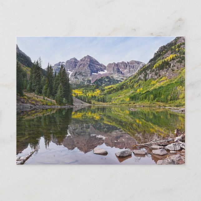 Maroon Bells im Herbst, Colorado Postkarte (Vorderseite)