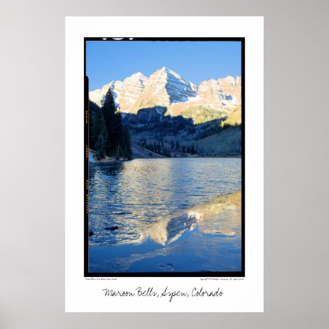 Maroon Bells in Ice on Stream, Aspen, Colorado Poster (Vorne)