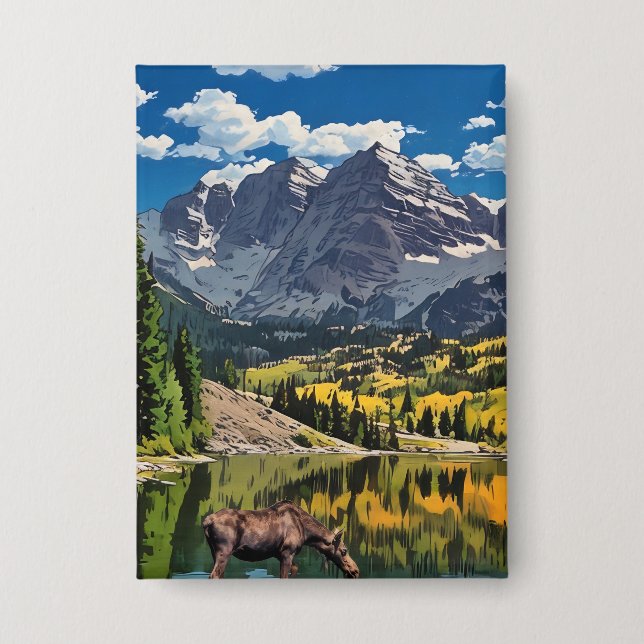 Maroon Bells mit Elch Button (Vorderseite)