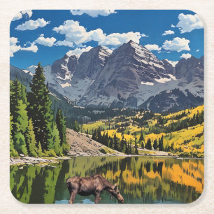 Maroon Bells Paper Napkin Rechteckiger Pappuntersetzer