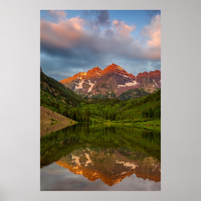 Maroon Bells Reflektieren in Calm Maroon Poster (Vorne)