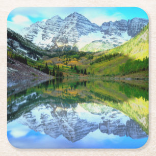 Maroon Bells reflektiert Maroon Lake Rechteckiger Pappuntersetzer