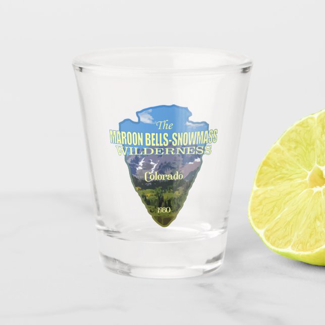Maroon Bells-Snowmesse (Pfeilspitzen) Schnapsglas (Vorderseite)