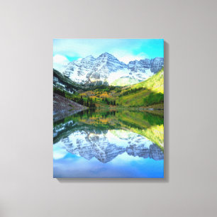 Maroon Bells spiegeln sich im Maroon Lake Leinwanddruck