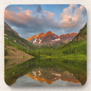 Maroon Bells spiegeln sich in den ruhigen Maroon L Untersetzer