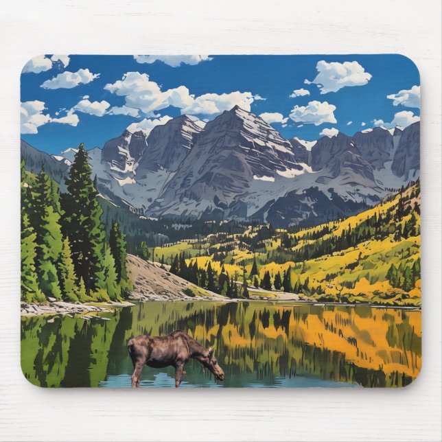 Maroon Bells und Elch Mousepad (Vorne)