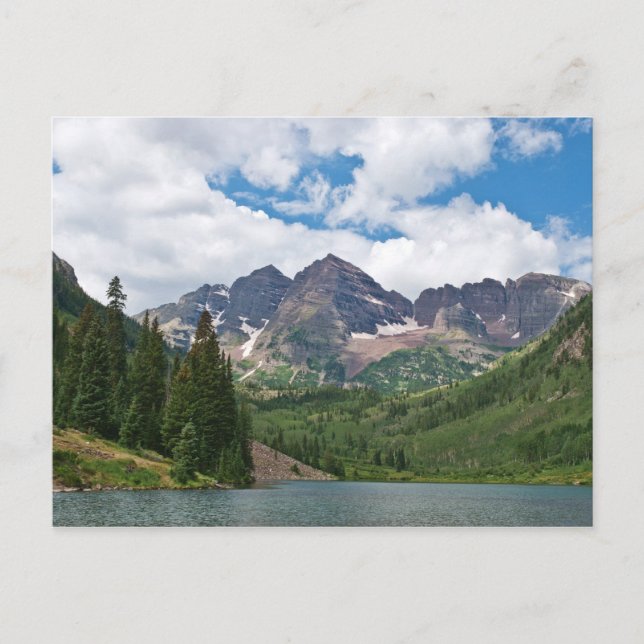 Maroon Bells und Maroon Lake Postkarte (Vorderseite)