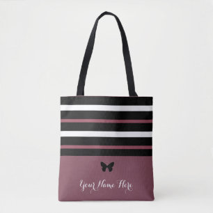 Maroon Black and White Stripes mit Schmetterling #