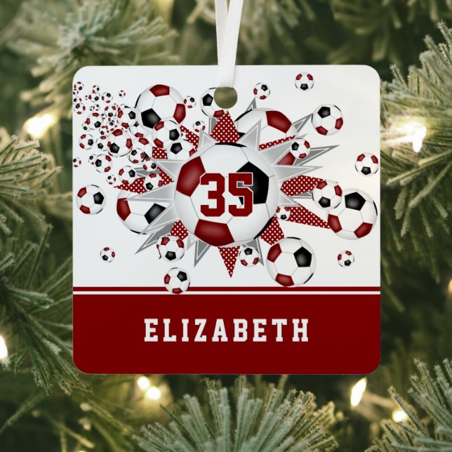 Maroon Black Fußball Stars personalisiert Ornament Aus Metall (InSitu)