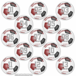 Maroon Black Mannschaft Sportgeschenke Set von 13  Aufkleber