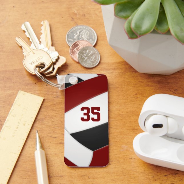 Maroon Black Volleyball Club Farben Athleten Name Schlüsselanhänger (Schreibtisch)