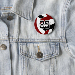 Maroon Black Volleyball Team Farben Button