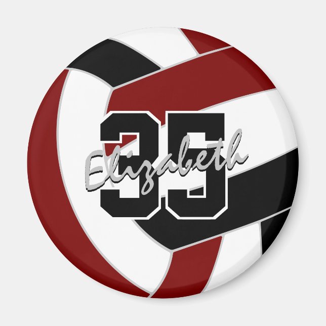 Maroon Black Volleyball Team Farben Geschenke Magnet (Vorne)