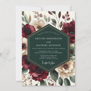 Maroon Bloom Romantische Hochzeit Einladung