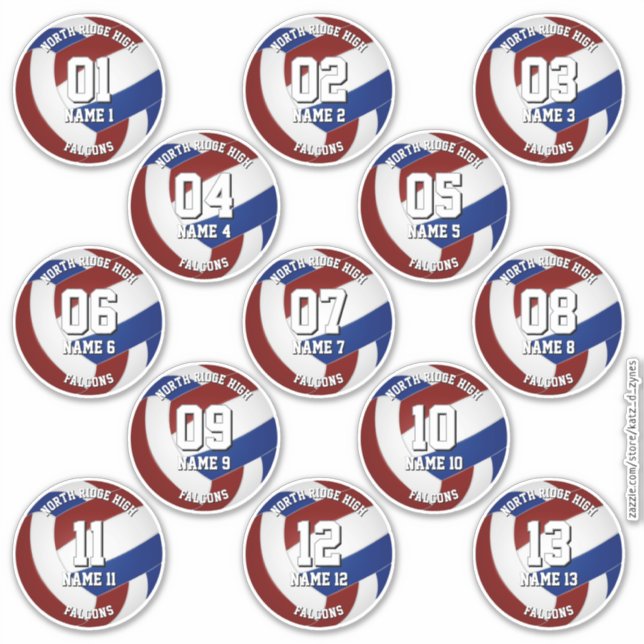 maroon blue volleyball stickers for 13 athletes aufkleber (Vorderseite)