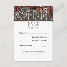 Maroon Blume Rustic String Lights Wedding RSVP