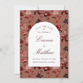 Maroon Boho Botanische Romance QR Save The Date