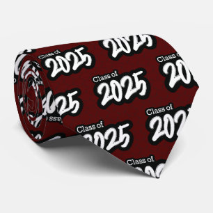 Maroon Bold Brush Class of 2025 Neck Tie Krawatte