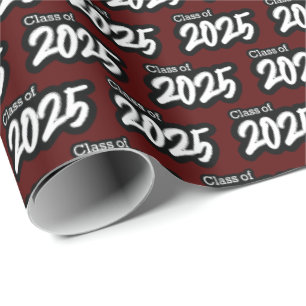 Maroon Bold Brush Class of 2025 Wrapping Paper Geschenkpapier