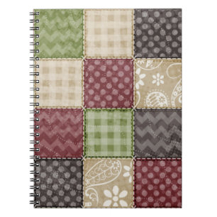 Maroon, Brown, Tan & Green Quilt Look Notizblock