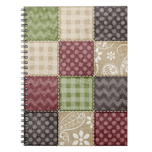 Maroon, Brown, Tan & Green Quilt Look Notizblock (Vorderseite)