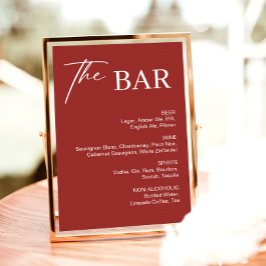 Maroon Burgundy Bar Wedding Sign Poster