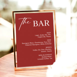Maroon Burgundy Bar Wedding Sign Poster