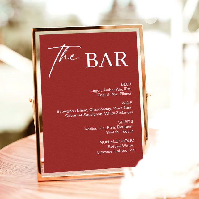 Maroon Burgundy Bar Wedding Sign Poster (Von Creator hochgeladen)