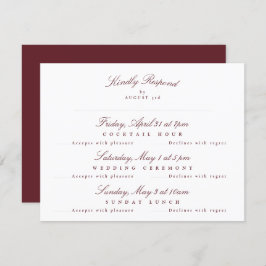 Maroon Burgundy Elegant Calligraphy Multi-Event RSVP Karte