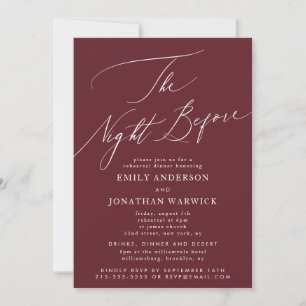 Maroon Burgundy Probe Dinner Hochzeit Einladung