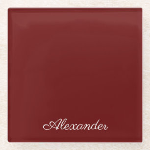 Maroon Burgundy Rust Red Solid gefärbt Glasuntersetzer