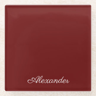 Maroon Burgundy Rust Red Solid gefärbt Glasuntersetzer