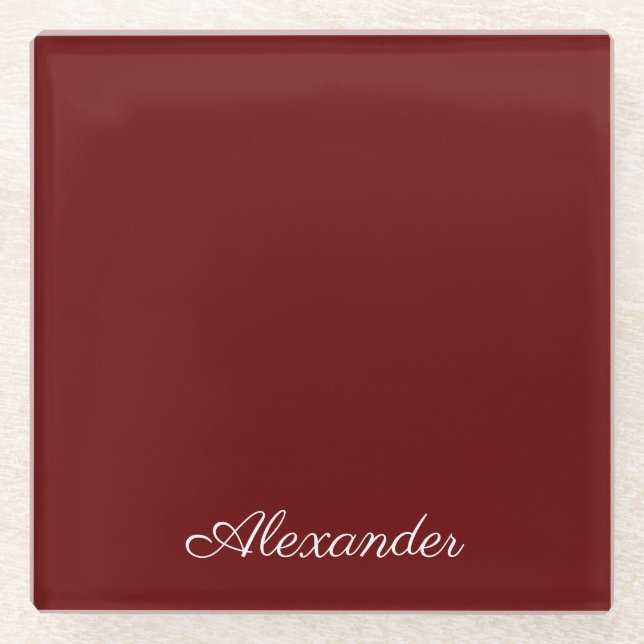 Maroon Burgundy Rust Red Solid gefärbt Glasuntersetzer (Vorderseite)