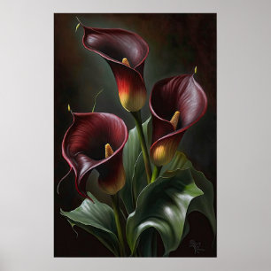 Maroon Calla Lilies Lily Blume Poster