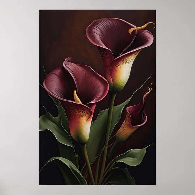 Maroon Calla Lilies Lily Blume Poster (Vorne)