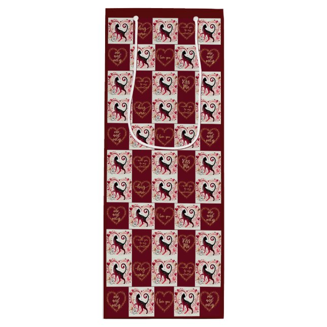 Maroon Cat - Wrapping Paper Geschenktüte Für Weinflaschen (Vorderseite)