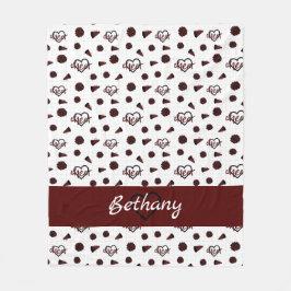 Maroon Cheer Hearts, Pom Poms, Megaphone Muster Fleecedecke