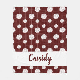 Maroon Cheerleader Pom Pom Pattern Fleecedecke