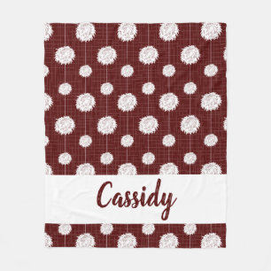 Maroon Cheerleader Pom Pom Pattern Fleecedecke