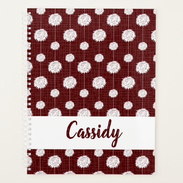 Maroon Cheerleader Pom Pom Pattern Planer (Vorderseite)