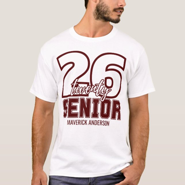 Maroon Class of 2026 Graduation T-Shirt (Vorderseite)