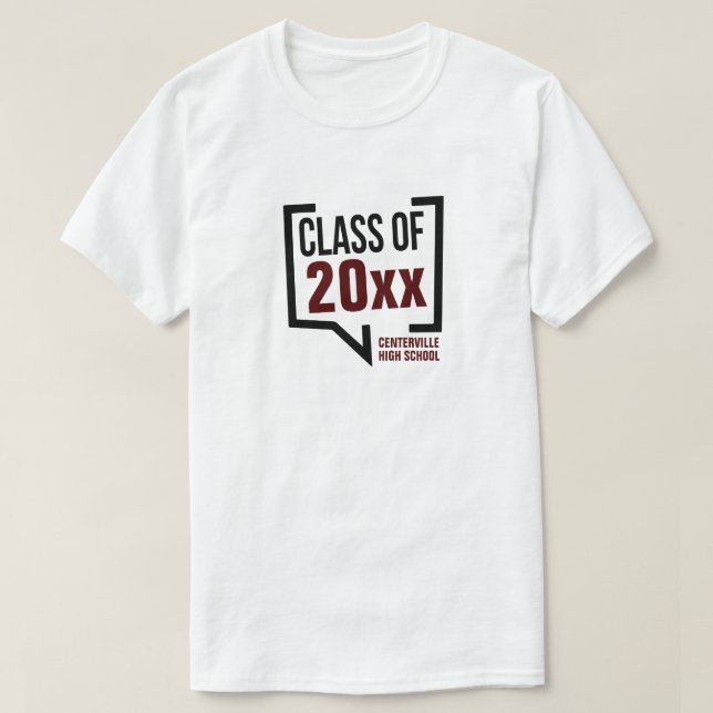 Maroon Class Year-Sprachblase T-Shirt (Design vorne)