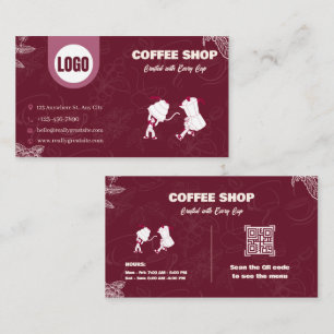 Maroon Coffee Shop Geschäftskarte Visitenkarte